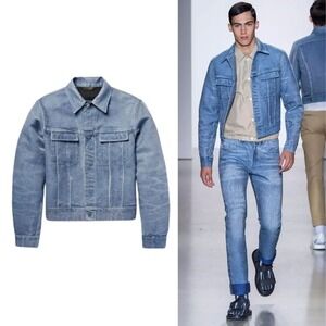 Vtg 2016 Calvin Klein Collection Jacquard Denim Jacket Made in Italy Small